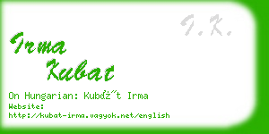irma kubat business card